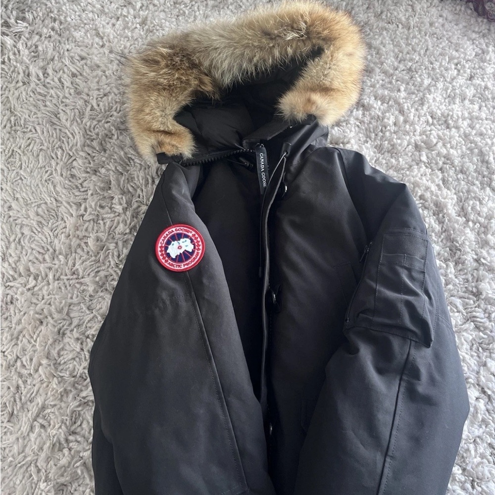Men's Canada Goose Black Fur-Trimmed Hooded Jacket